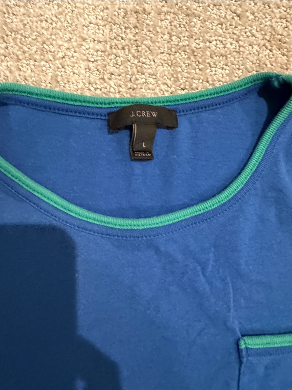 Jcrew Blue Crewneck Tee with Green Trim - Picture 2 of 3